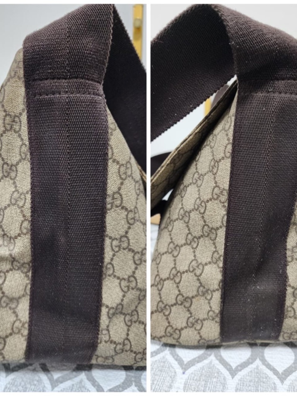 Authentic GUCCI GG Plus Monogram Double Buckle Flap Messenger Bag Beige/Brown - Picture 11 of 15